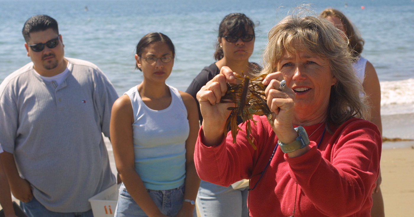 Students on a field trip to the beach